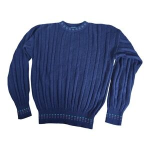 Vintage Loafers by Reed St‎ James Mens Blue Ribbed Knit Crewneck Sweater Medium